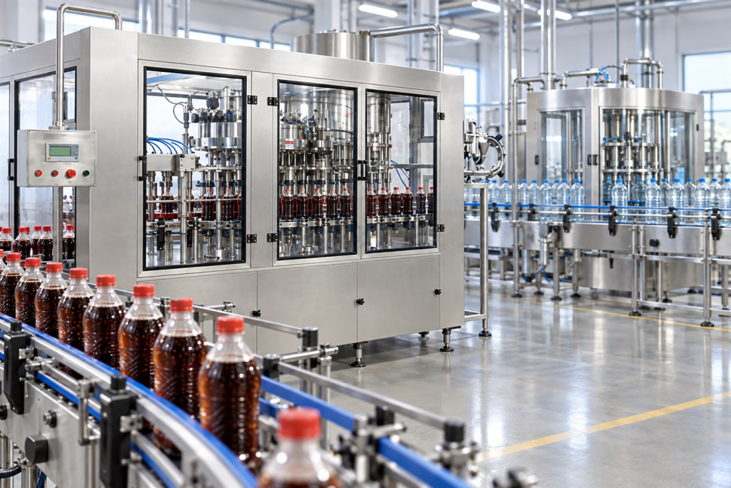 Carbonated vs non-carbonated beverage filling process